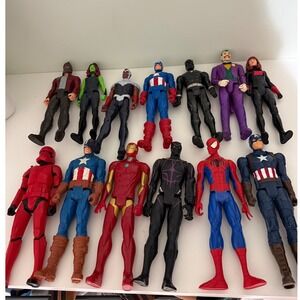 Marvel DC Action Figure Lot Captain America Spider-Man IronMan Joker 13pc Bundle